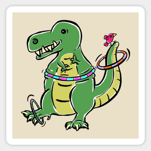 hula hoop Tyrannosaurus Dinosaur Dino Cartoon Cute Character Magnet